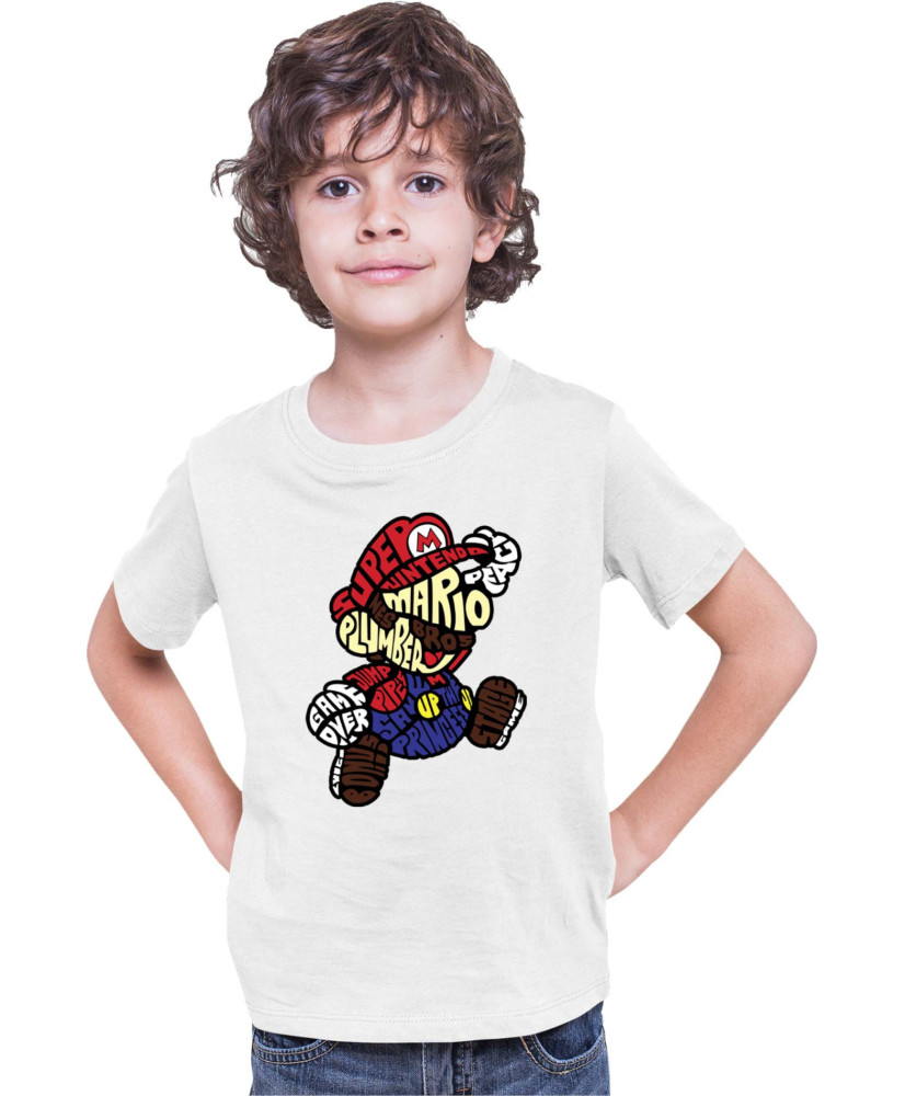 Детска Тениска Super Mario Nintendo Mario Words Silhouette Детска Тениска Super Mario Nintendo Mario Words Silhouette