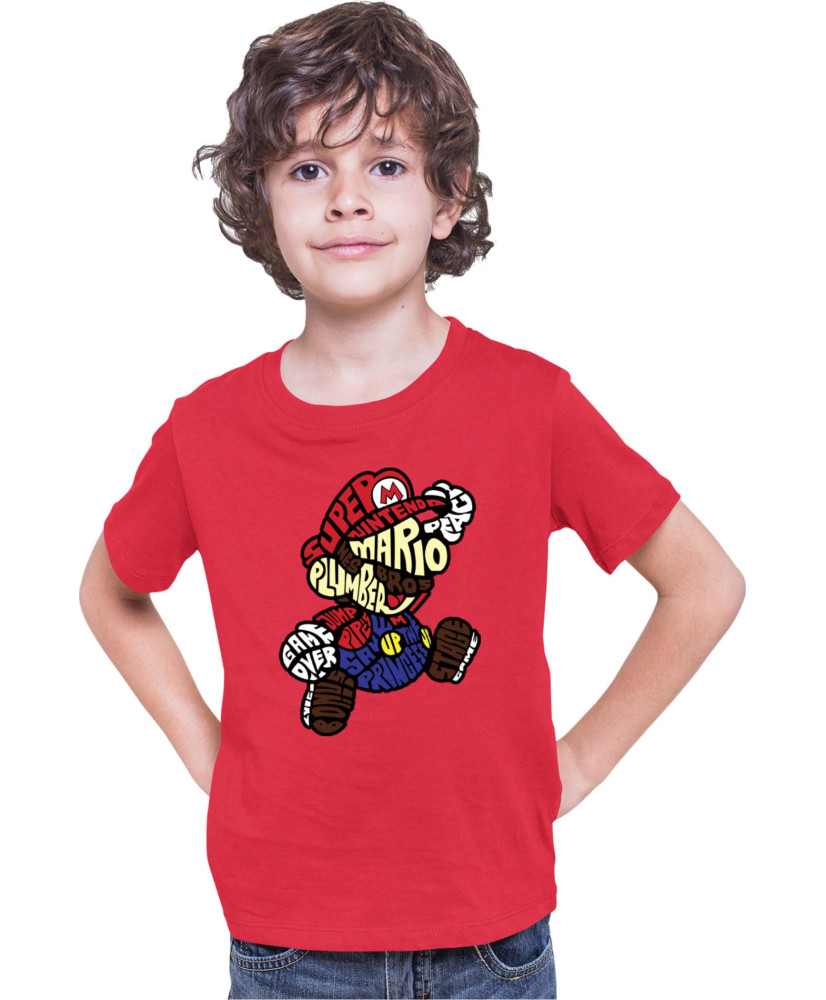Детска Тениска Super Mario Nintendo Mario Words Silhouette Детска Тениска Super Mario Nintendo Mario Words Silhouette