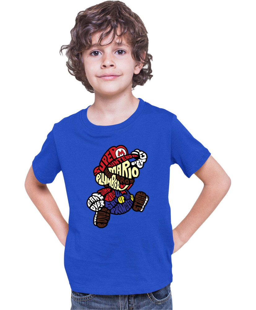 Детска Тениска Super Mario Nintendo Mario Words Silhouette Детска Тениска Super Mario Nintendo Mario Words Silhouette