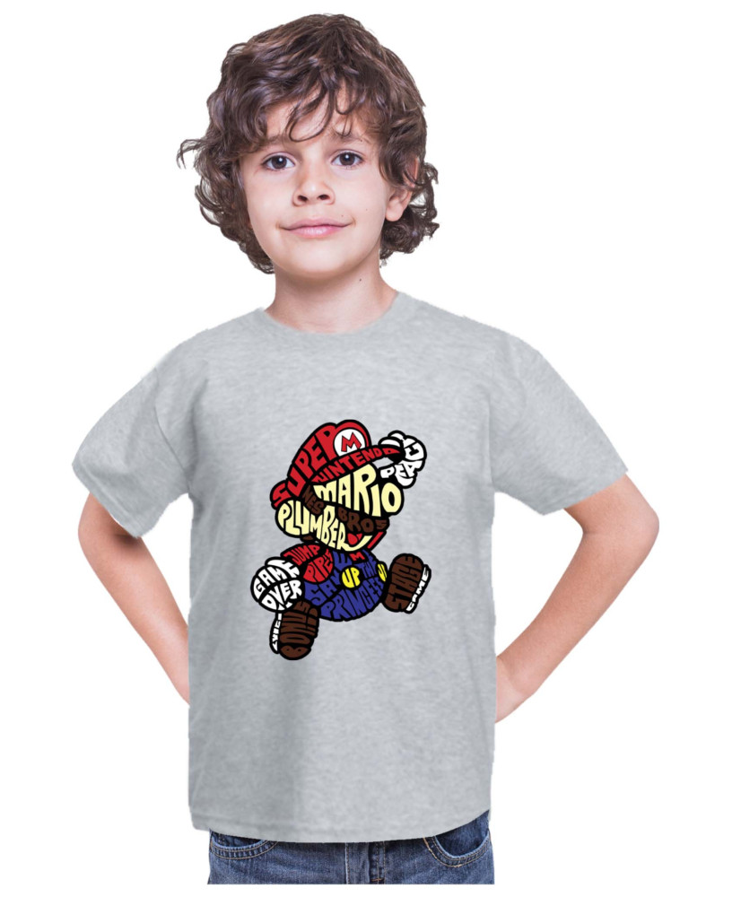 Детска Тениска Super Mario Nintendo Mario Words Silhouette Детска Тениска Super Mario Nintendo Mario Words Silhouette