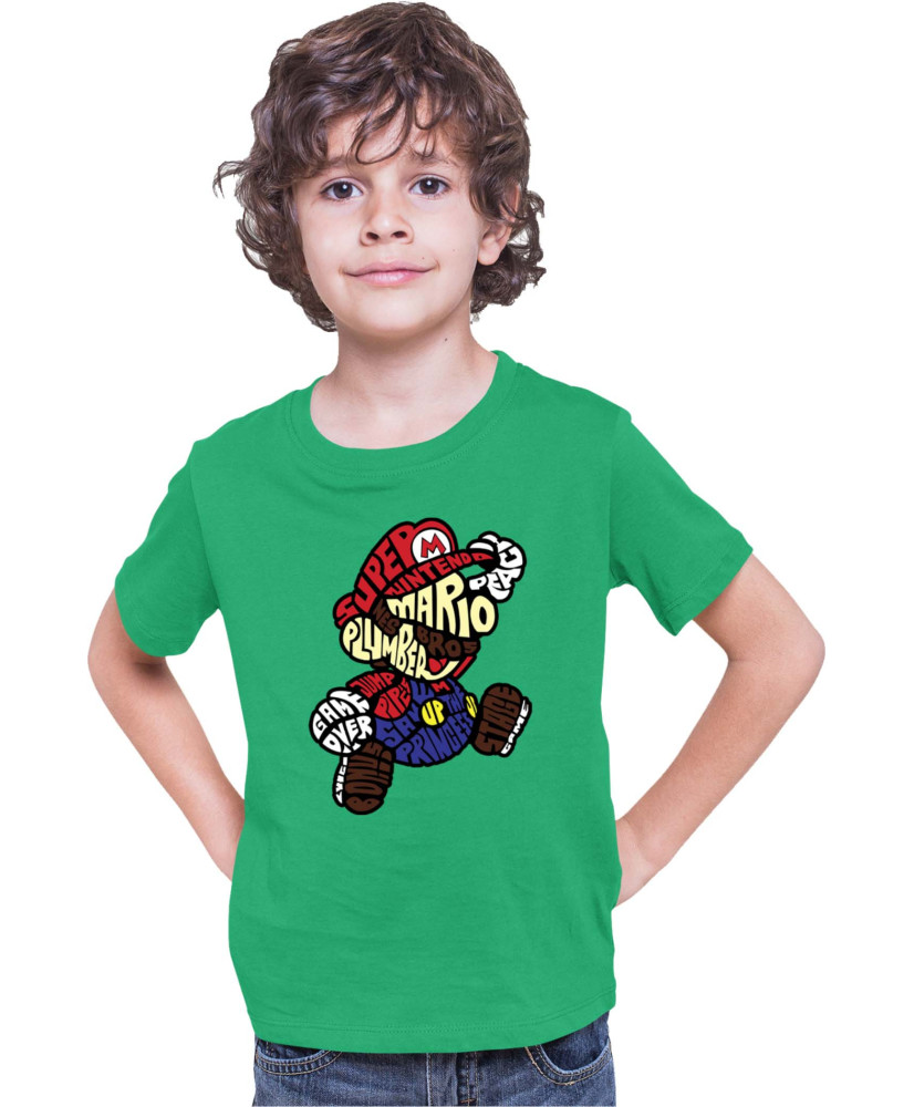 Детска Тениска Super Mario Nintendo Mario Words Silhouette Детска Тениска Super Mario Nintendo Mario Words Silhouette
