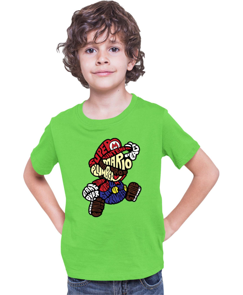 Детска Тениска Super Mario Nintendo Mario Words Silhouette Детска Тениска Super Mario Nintendo Mario Words Silhouette
