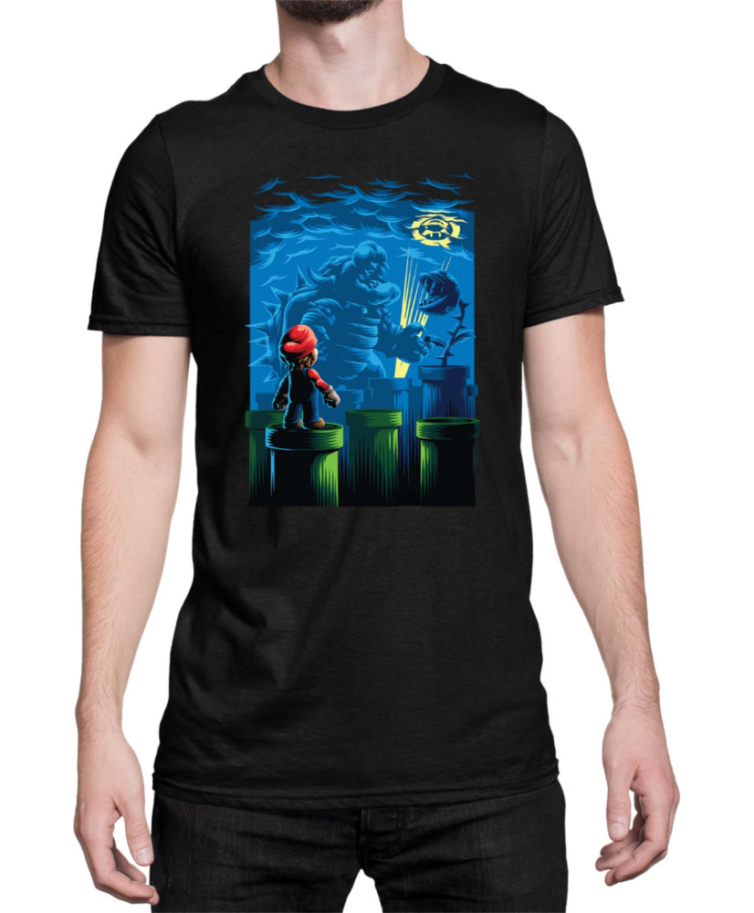 Мъжка Тениска Super Mario Nintendo Godzilla Bowser Мъжка Тениска Super Mario Nintendo Godzilla Bowser