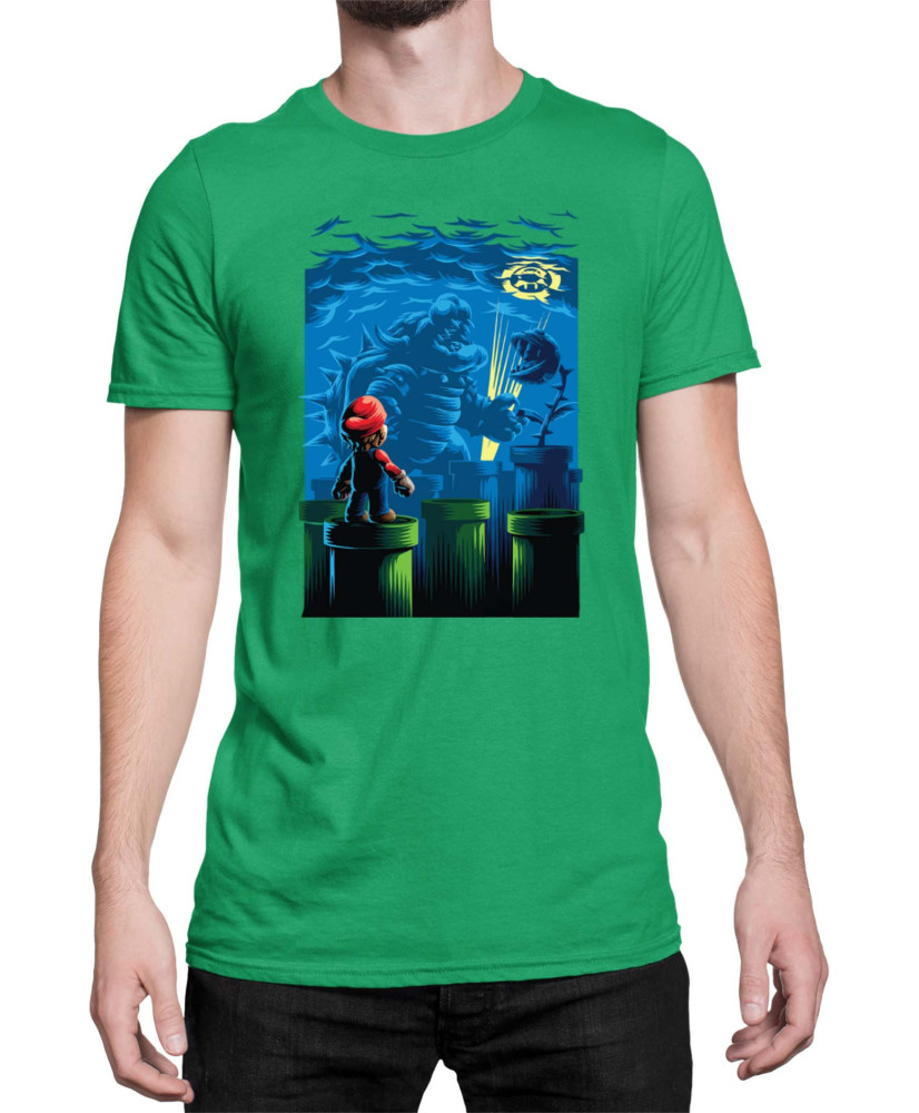 Мъжка Тениска Super Mario Nintendo Godzilla Bowser