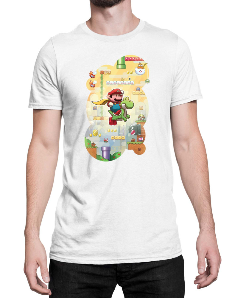 Мъжка Тениска Super Mario Nintendo Mario & Yoshi Game Scene