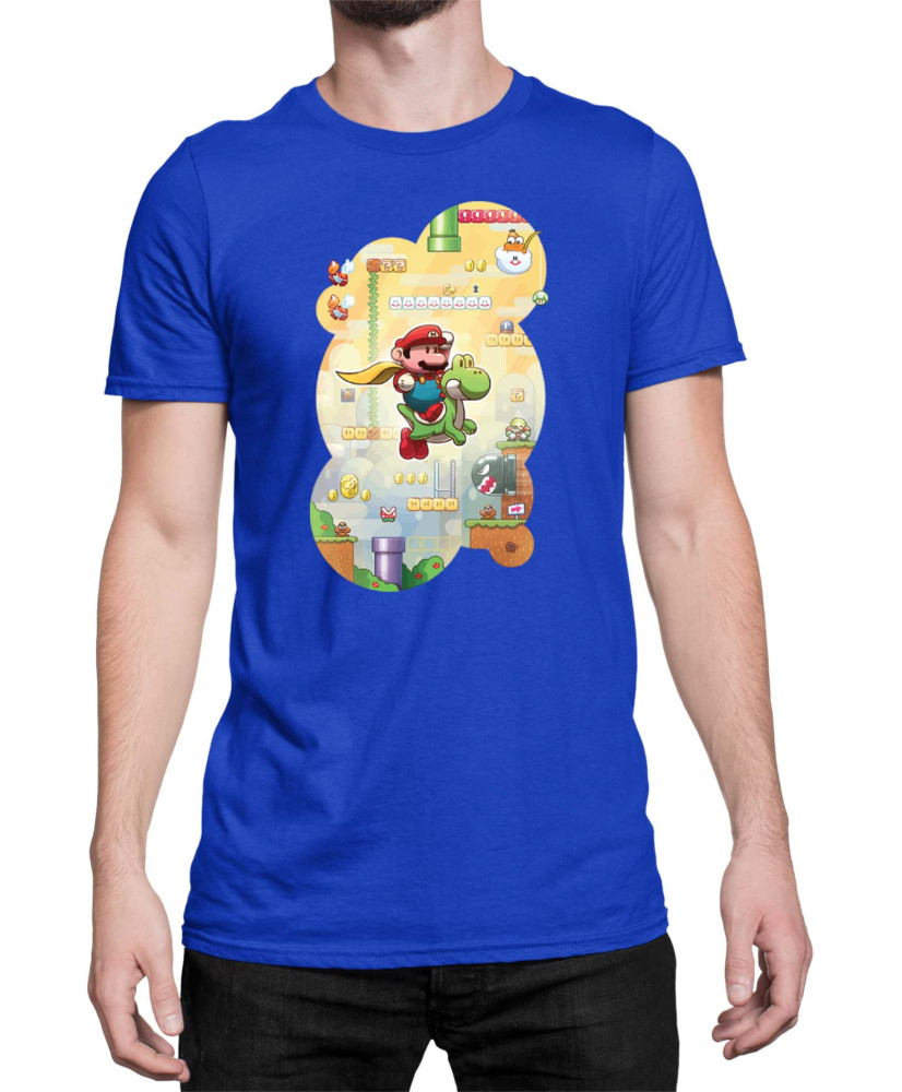 Мъжка Тениска Super Mario Nintendo Mario & Yoshi Game Scene