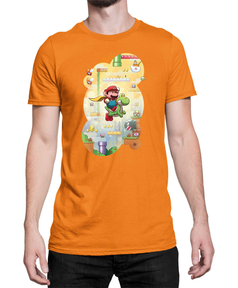 Мъжка Тениска Super Mario Nintendo Mario & Yoshi Game Scene