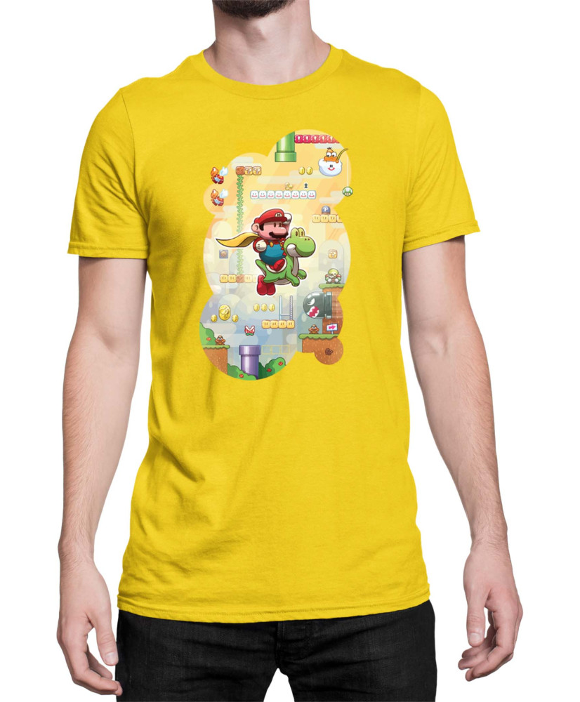Мъжка Тениска Super Mario Nintendo Mario & Yoshi Game Scene