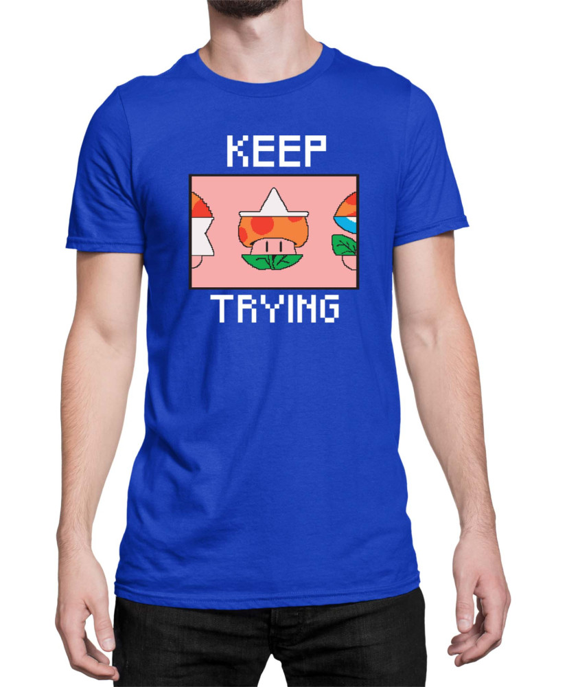 Мъжка Тениска Super Mario Nintendo Mario Bros 3 Keep Trying