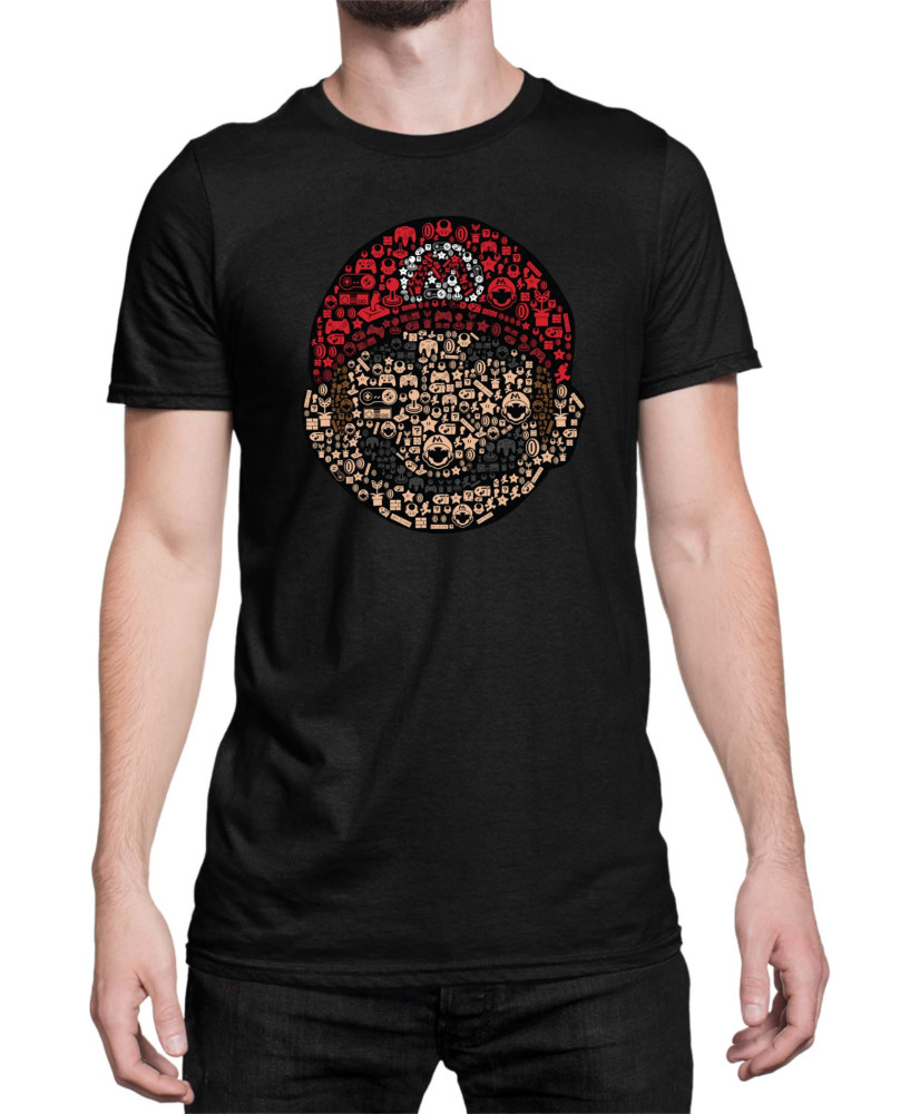 Мъжка Тениска Super Mario Nintendo Mario Face Gamer Elements