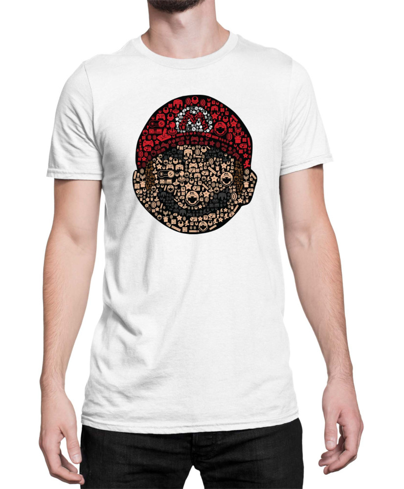 Мъжка Тениска Super Mario Nintendo Mario Face Gamer Elements