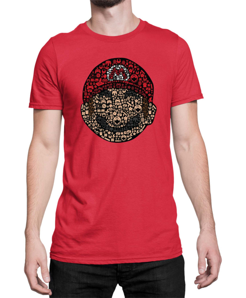 Мъжка Тениска Super Mario Nintendo Mario Face Gamer Elements