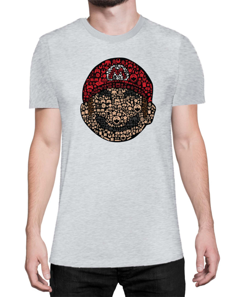 Мъжка Тениска Super Mario Nintendo Mario Face Gamer Elements