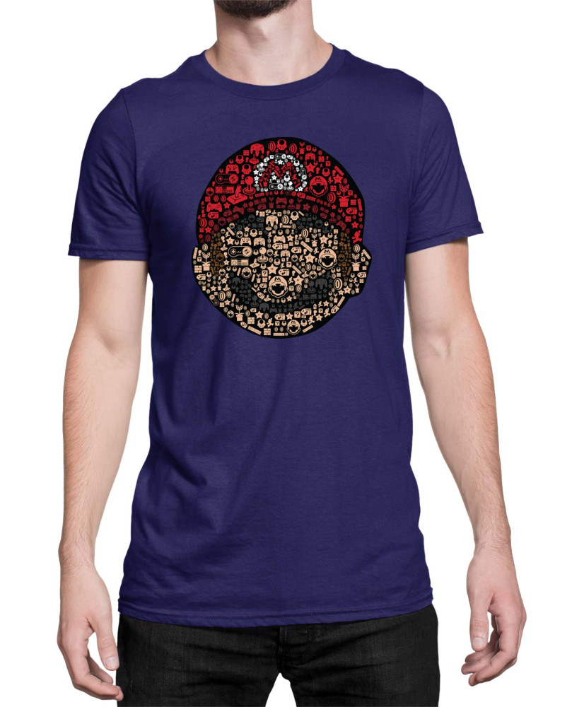 Мъжка Тениска Super Mario Nintendo Mario Face Gamer Elements