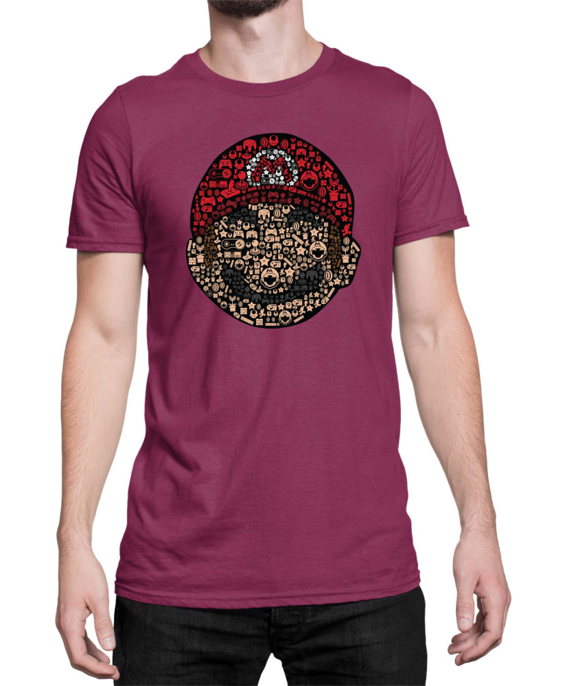 Мъжка Тениска Super Mario Nintendo Mario Face Gamer Elements