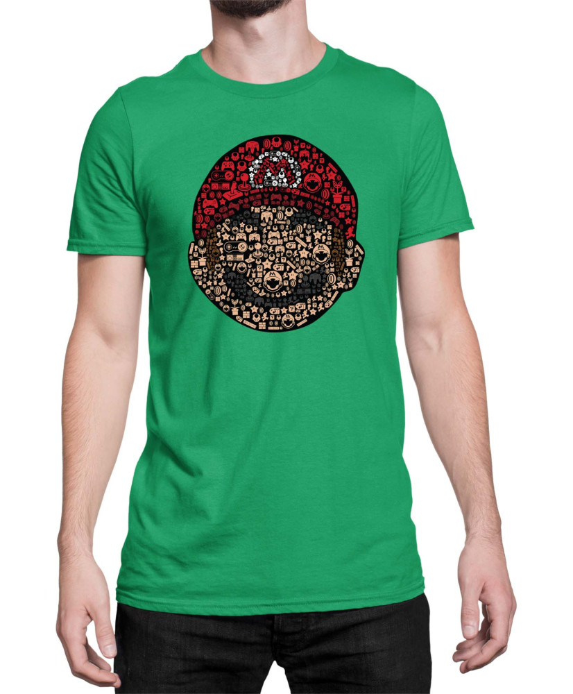 Мъжка Тениска Super Mario Nintendo Mario Face Gamer Elements