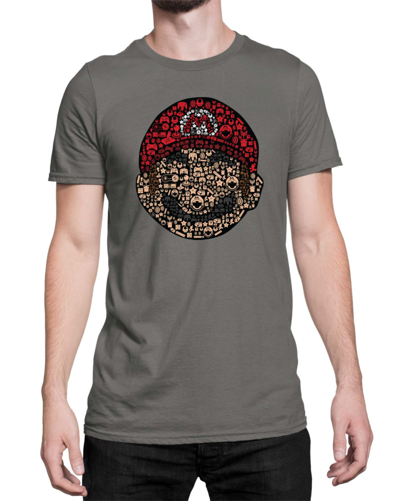 Мъжка Тениска Super Mario Nintendo Mario Face Gamer Elements