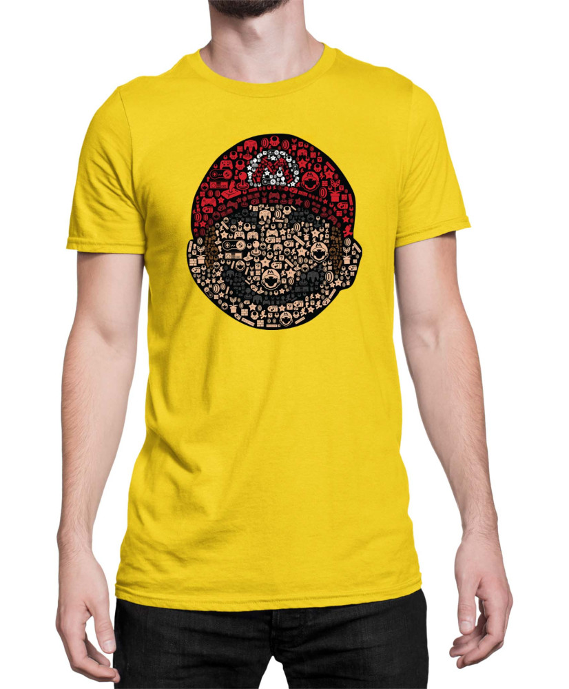 Мъжка Тениска Super Mario Nintendo Mario Face Gamer Elements
