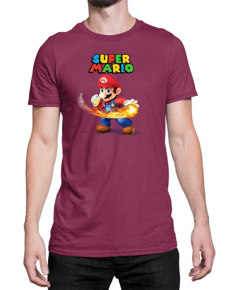 Мъжка Тениска Super Mario Nintendo Mario Fireball 2