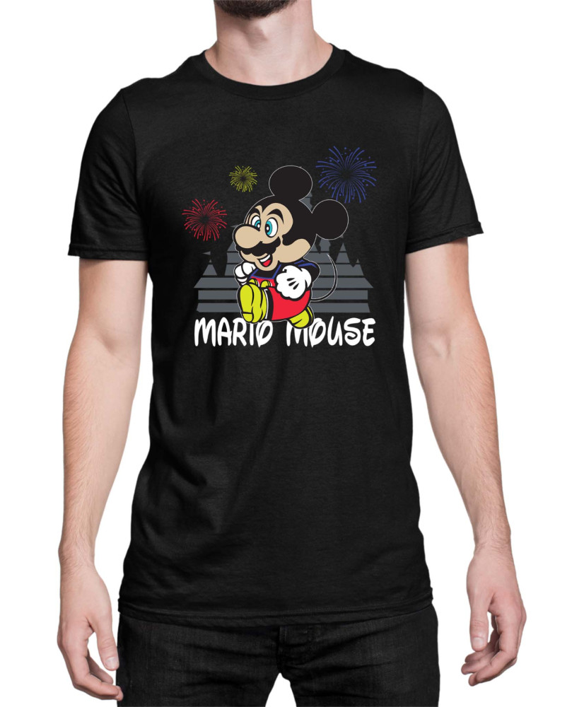 Мъжка Тениска Super Mario Nintendo Mario Mouse Disney Castle Мъжка Тениска Super Mario Nintendo Mario Mouse Disney Castle