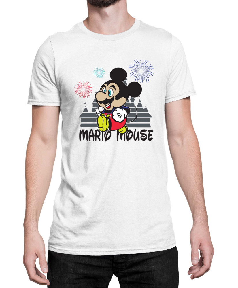 Мъжка Тениска Super Mario Nintendo Mario Mouse Disney Castle Мъжка Тениска Super Mario Nintendo Mario Mouse Disney Castle
