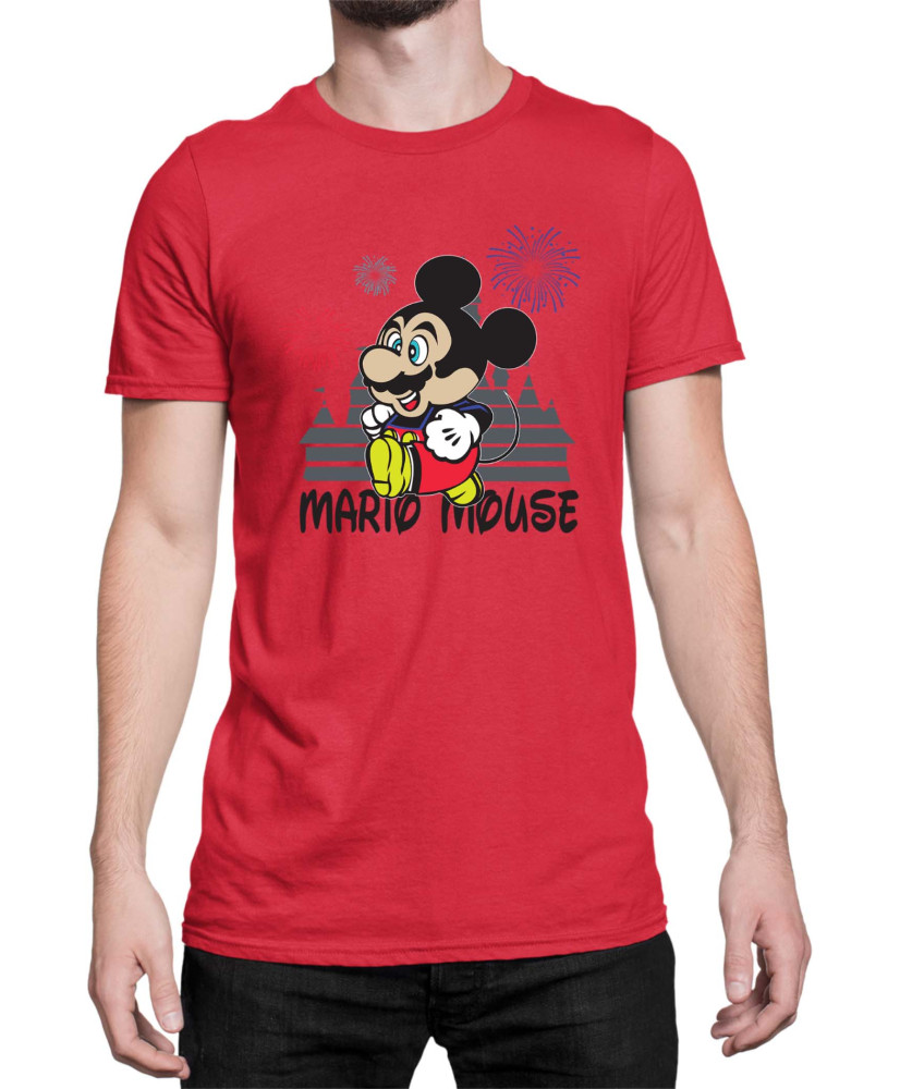 Мъжка Тениска Super Mario Nintendo Mario Mouse Disney Castle Мъжка Тениска Super Mario Nintendo Mario Mouse Disney Castle