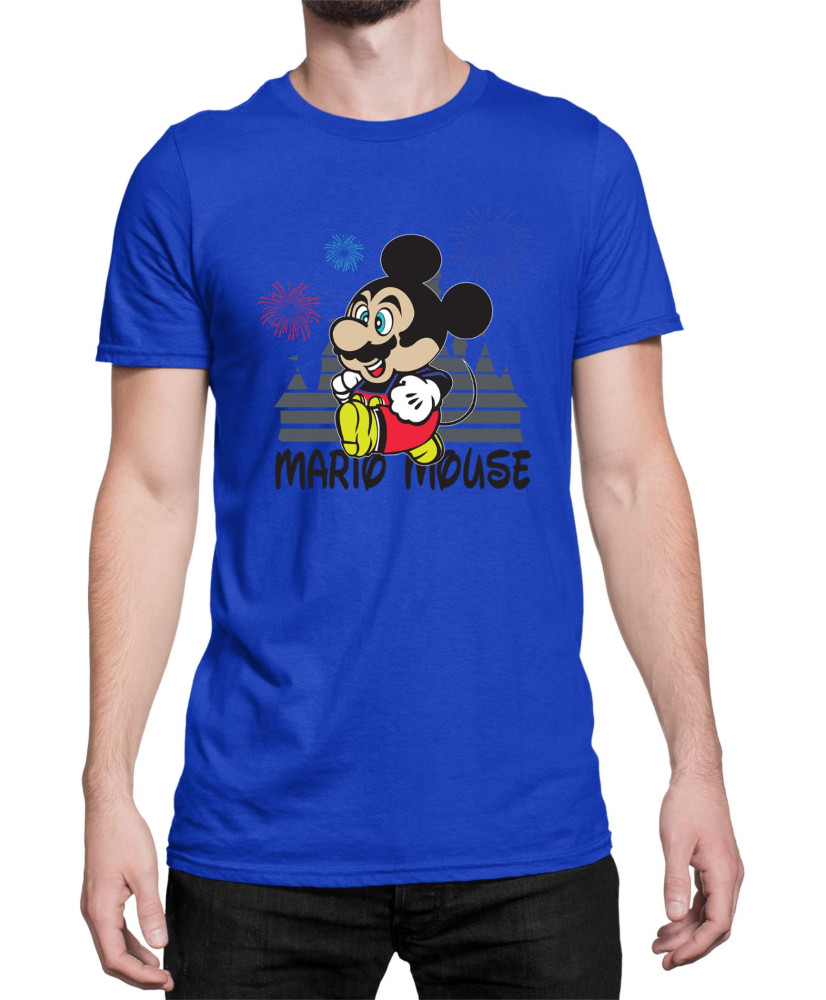 Мъжка Тениска Super Mario Nintendo Mario Mouse Disney Castle Мъжка Тениска Super Mario Nintendo Mario Mouse Disney Castle