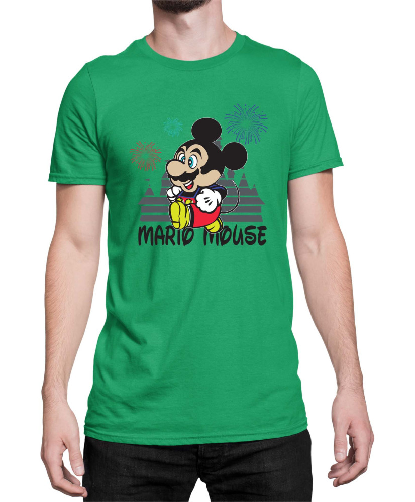 Мъжка Тениска Super Mario Nintendo Mario Mouse Disney Castle Мъжка Тениска Super Mario Nintendo Mario Mouse Disney Castle