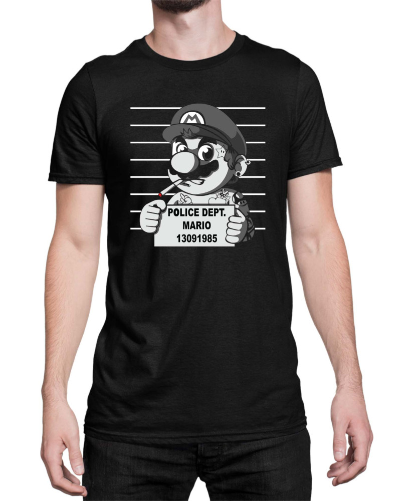 Мъжка Тениска Super Mario Nintendo Mario Wanted Mugshot