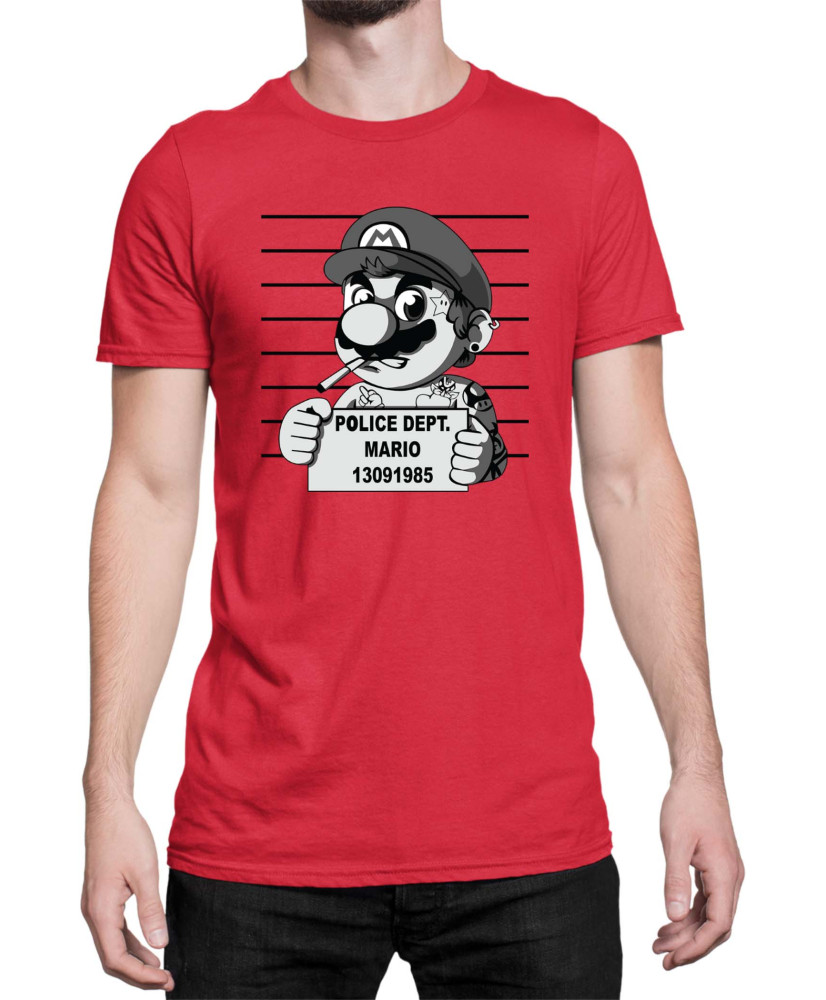 Мъжка Тениска Super Mario Nintendo Mario Wanted Mugshot
