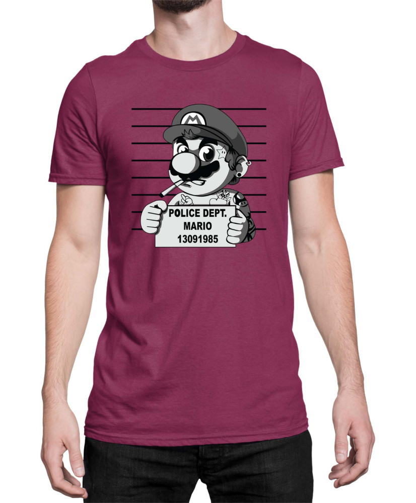 Мъжка Тениска Super Mario Nintendo Mario Wanted Mugshot