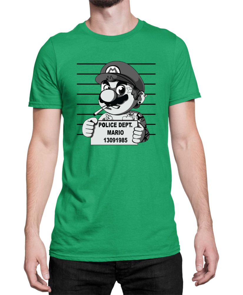 Мъжка Тениска Super Mario Nintendo Mario Wanted Mugshot