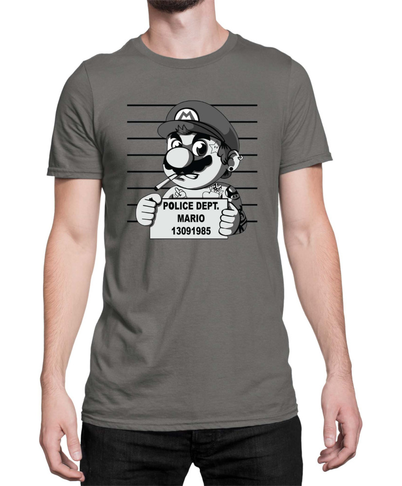 Мъжка Тениска Super Mario Nintendo Mario Wanted Mugshot