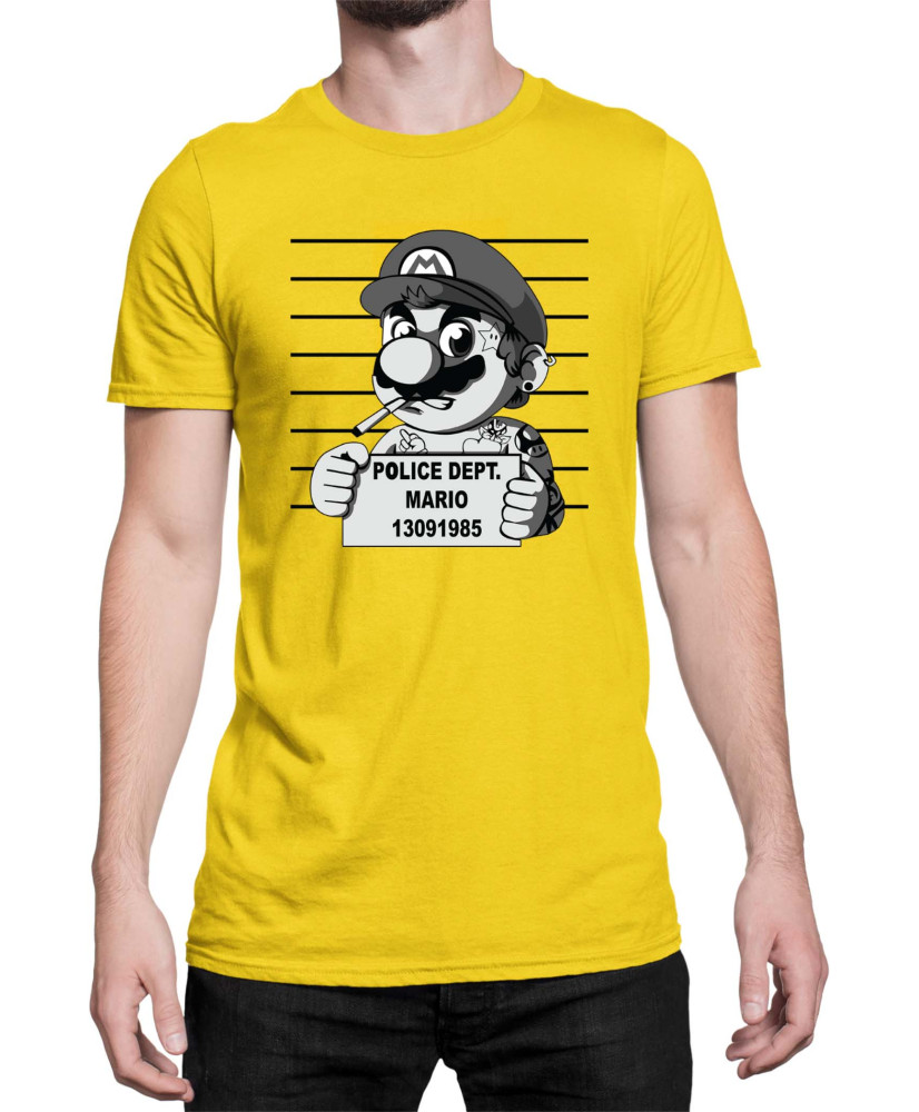 Мъжка Тениска Super Mario Nintendo Mario Wanted Mugshot