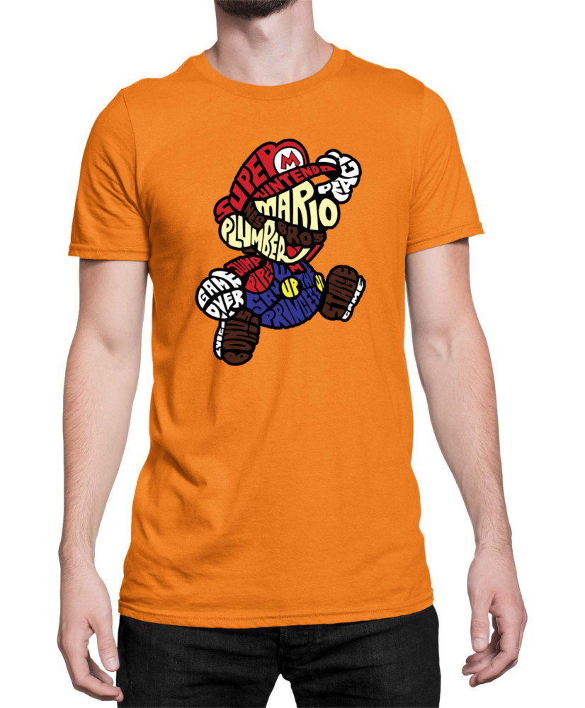 Мъжка Тениска Super Mario Nintendo Mario Words Silhouette