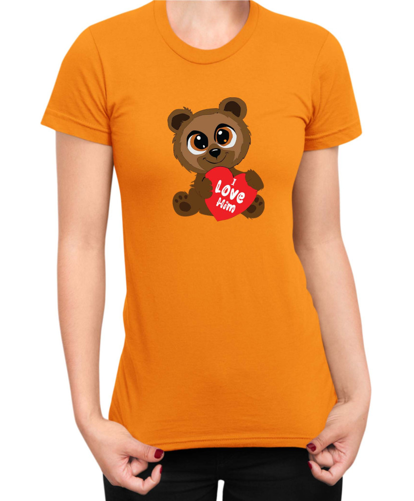 Дамска Тениска Power Couple Valentine Day Love I Love Him Cute Bear Girl Дамска Тениска Power Couple Valentine Day Love I Love Him Cute Bear Girl