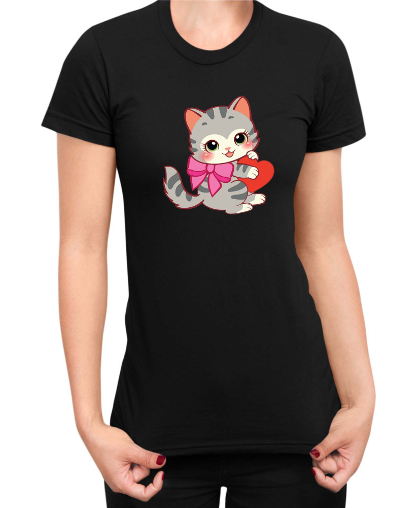 Дамска Тениска Power Couple Valentine Day Love Retro Kitties Girl Дамска Тениска Power Couple Valentine Day Love Retro Kitties Girl