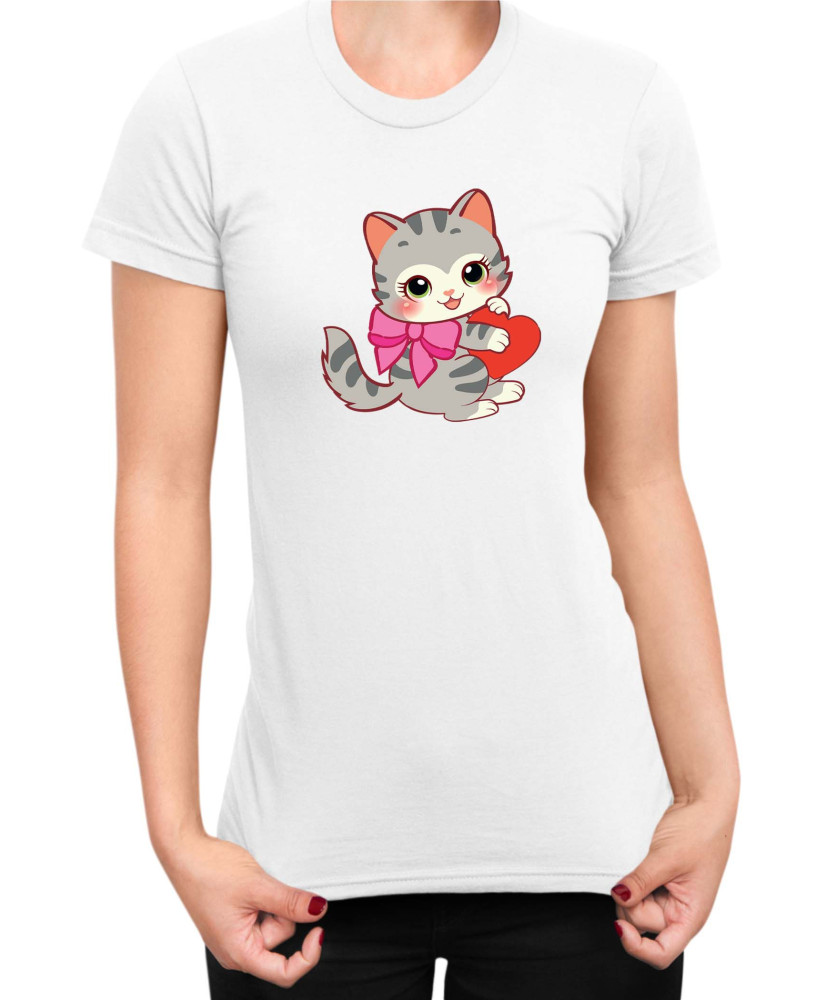 Дамска Тениска Power Couple Valentine Day Love Retro Kitties Girl Дамска Тениска Power Couple Valentine Day Love Retro Kitties Girl