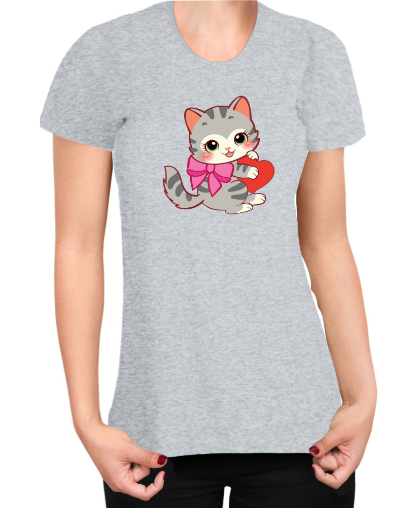 Дамска Тениска Power Couple Valentine Day Love Retro Kitties Girl Дамска Тениска Power Couple Valentine Day Love Retro Kitties Girl