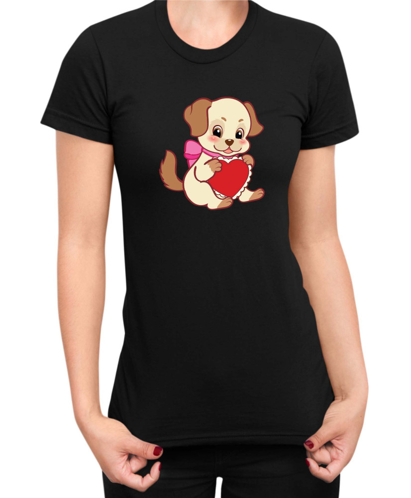 Дамска Тениска Power Couple Valentine Day Love Retro Puppies Girl Дамска Тениска Power Couple Valentine Day Love Retro Puppies Girl