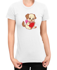 Дамска Тениска Power Couple Valentine Day Love Retro Puppies Girl