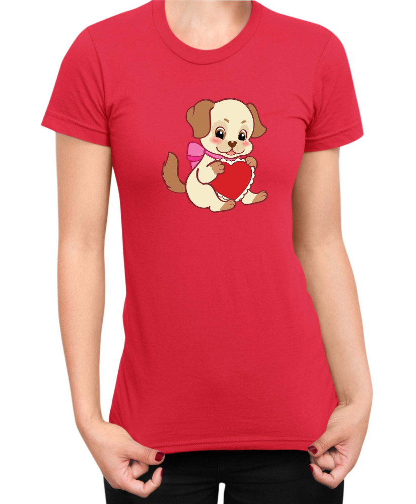 Дамска Тениска Power Couple Valentine Day Love Retro Puppies Girl Дамска Тениска Power Couple Valentine Day Love Retro Puppies Girl
