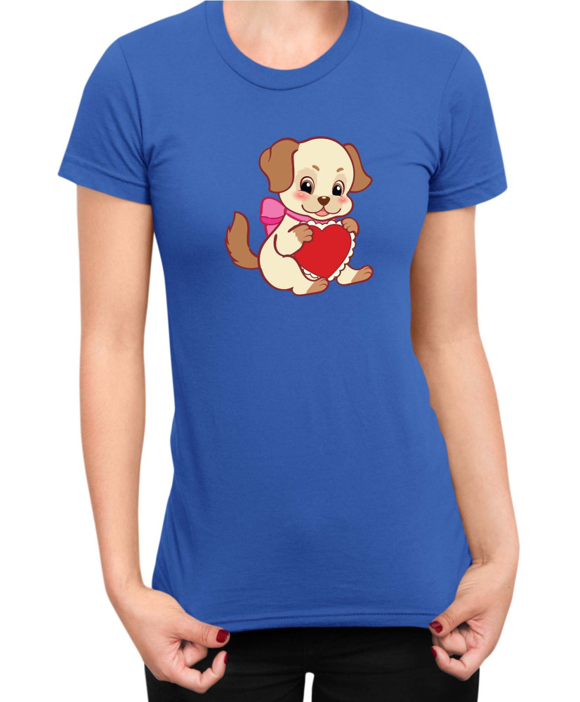 Дамска Тениска Power Couple Valentine Day Love Retro Puppies Girl Дамска Тениска Power Couple Valentine Day Love Retro Puppies Girl