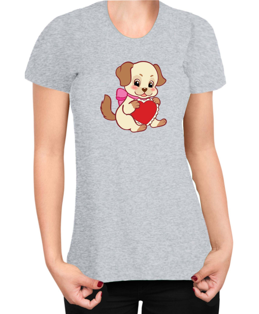 Дамска Тениска Power Couple Valentine Day Love Retro Puppies Girl Дамска Тениска Power Couple Valentine Day Love Retro Puppies Girl
