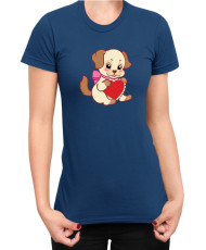 Дамска Тениска Power Couple Valentine Day Love Retro Puppies Girl