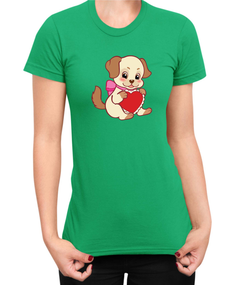 Дамска Тениска Power Couple Valentine Day Love Retro Puppies Girl Дамска Тениска Power Couple Valentine Day Love Retro Puppies Girl