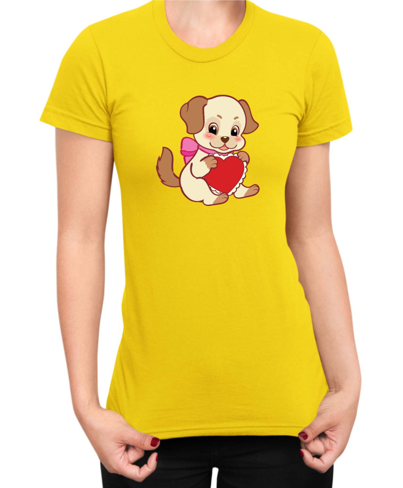 Дамска Тениска Power Couple Valentine Day Love Retro Puppies Girl Дамска Тениска Power Couple Valentine Day Love Retro Puppies Girl