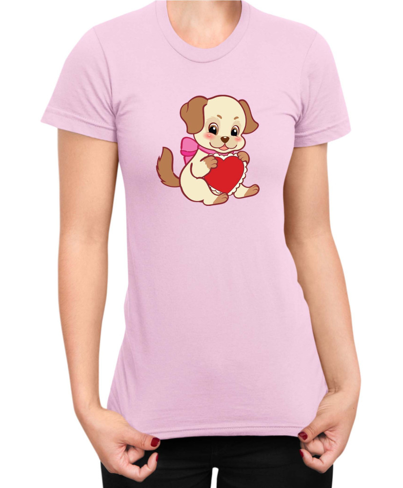 Дамска Тениска Power Couple Valentine Day Love Retro Puppies Girl Дамска Тениска Power Couple Valentine Day Love Retro Puppies Girl