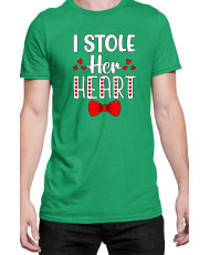 Мъжка Тениска Power Couple Valentine Day Love I Stole Her Heart So I Am Stealing His Last Name Boy
