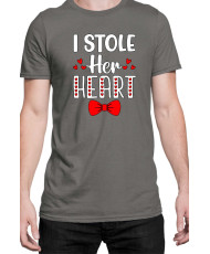Мъжка Тениска Power Couple Valentine Day Love I Stole Her Heart So I Am Stealing His Last Name Boy